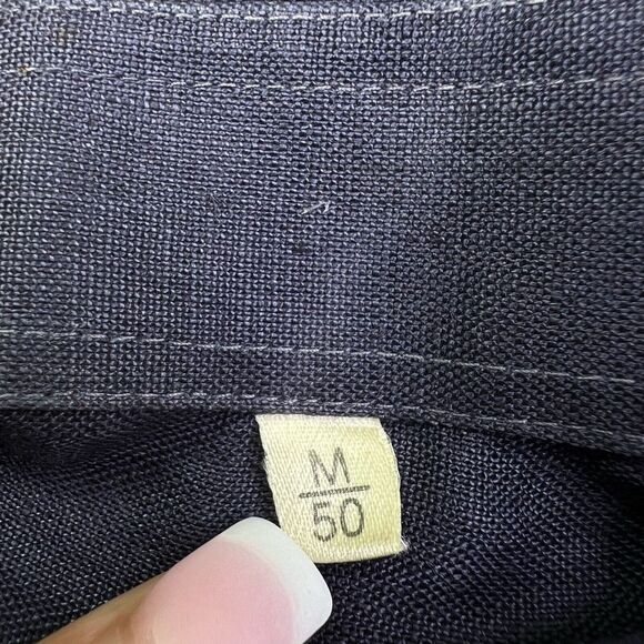 Idea Uomo Linen Button Up Shirt Men's Size M Medium Navy Blue Made In Italy - Picture 10 of 13